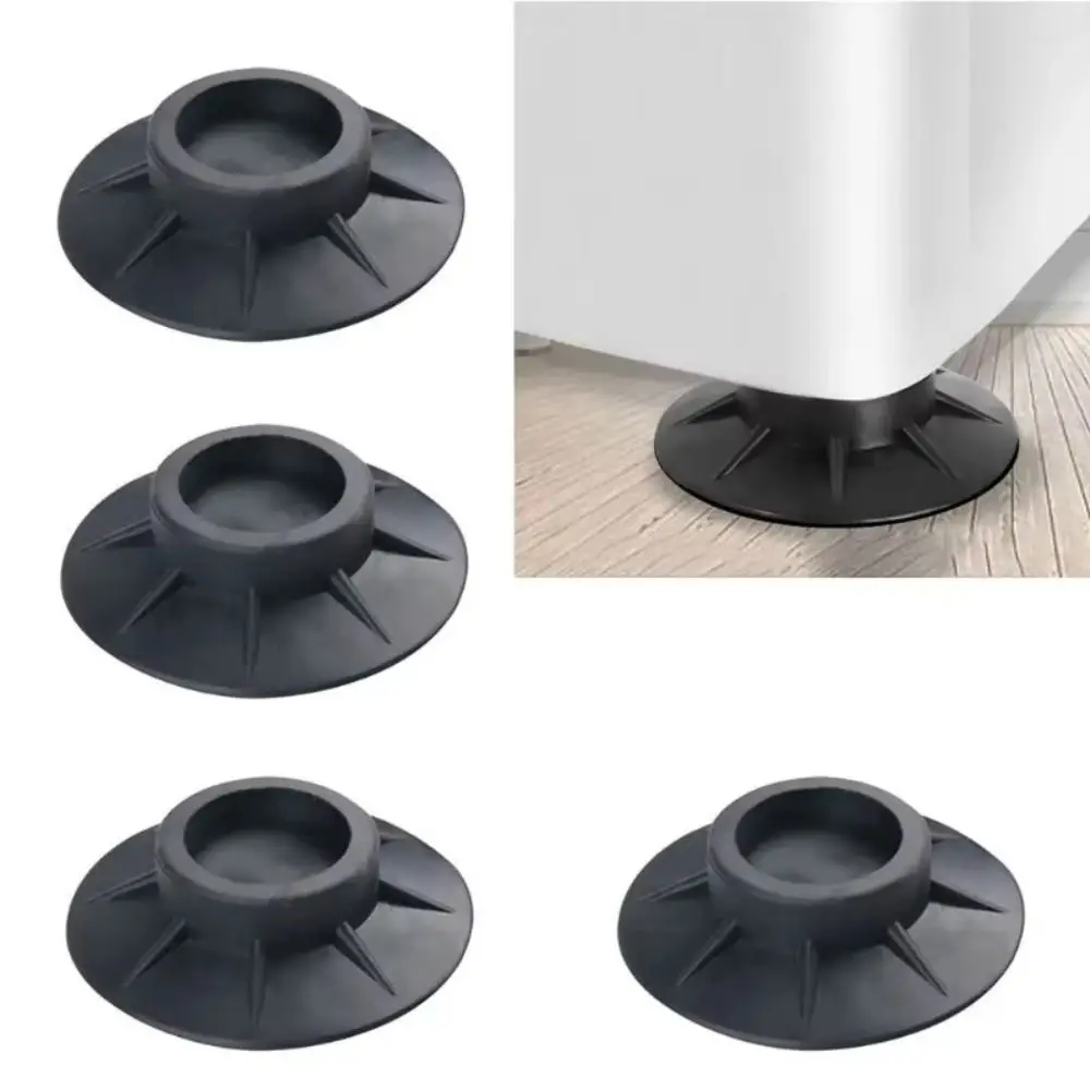 4Pcs Non Slip Washing Machine Feet Pads Shock Proof Elasticity Washing Machine Shockproof Pad Universal Black Rubber Floor Mat