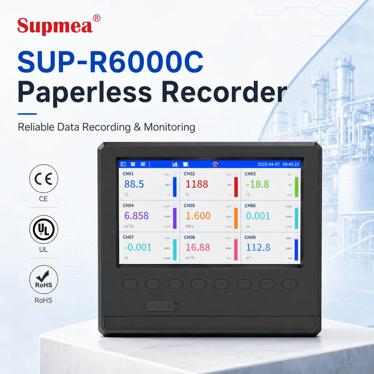 Zero Paper Consumption Paperless Recorder Environment Friendly Recording Solution Paperless Data Logger