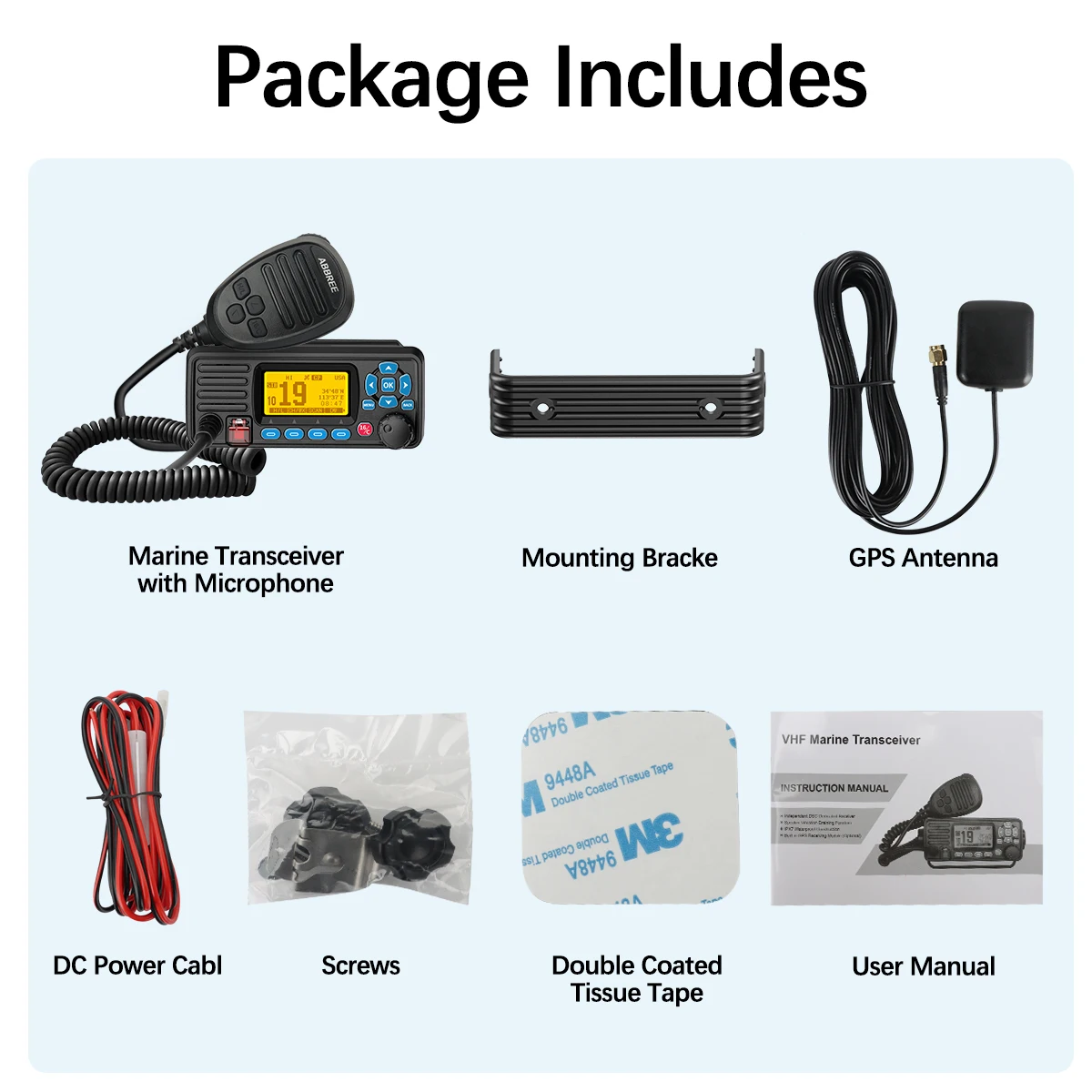 ABBREE AR-509MG راديو بحري VHF 25 وات مع نظام تحديد المواقع مقاوم للماء IP67 DCS اتصل بالولايات المتحدة الأمريكية/INT/CAN قنوات الراديو البحرية جبل ثابت للقوارب #6