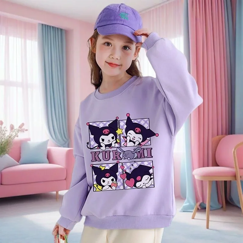 

Girly Heart Kawaii Sanrio Kuromi Anime Long Sleeve Hoodie Cute Cartoon My Melody Spring Autumn Shirt Clothing Ins Gifts for Kids