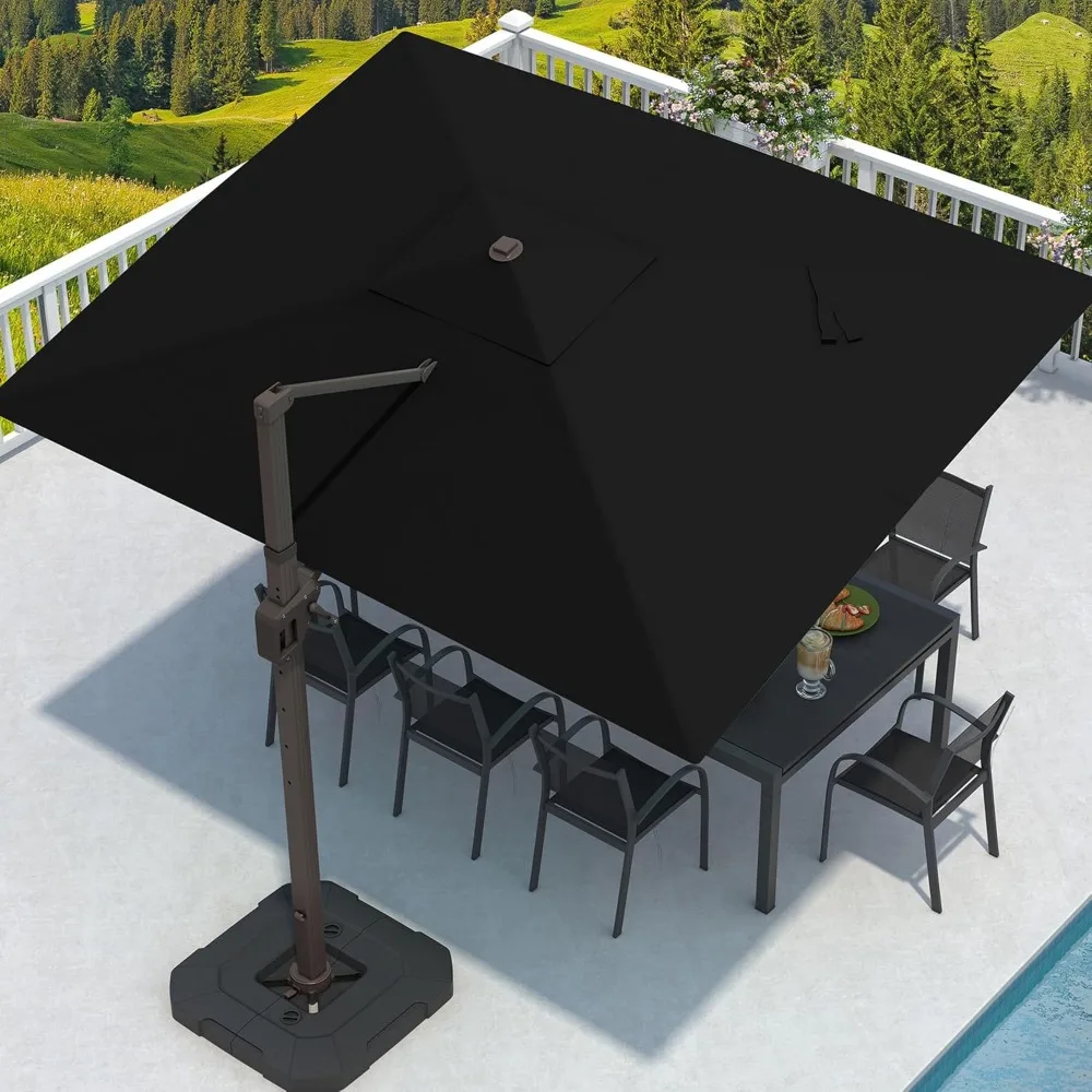 

9' X 12' Patio Umbrella w/Base Included Rectangular Outdoor Offset Umbrellas w/7 Tilts Adjustable 360°Rotation, Patio Umbrella