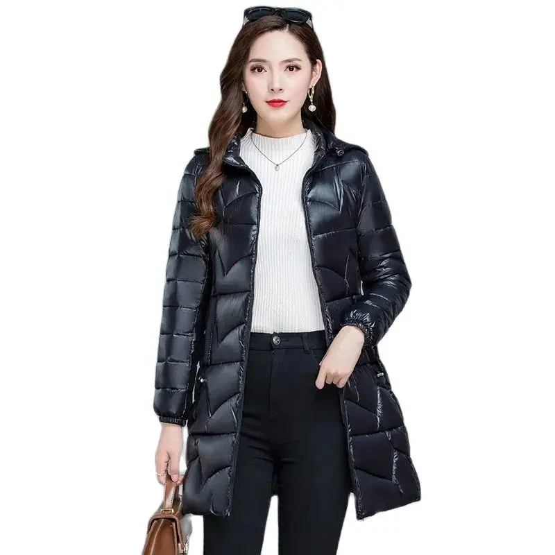 Autumn Winter Womens Jacket Parkas 2022 New Down Cotton Mid-Length Cotton Jacket Middle-Aged Slim Hooded Warm Female Outwear 6XL