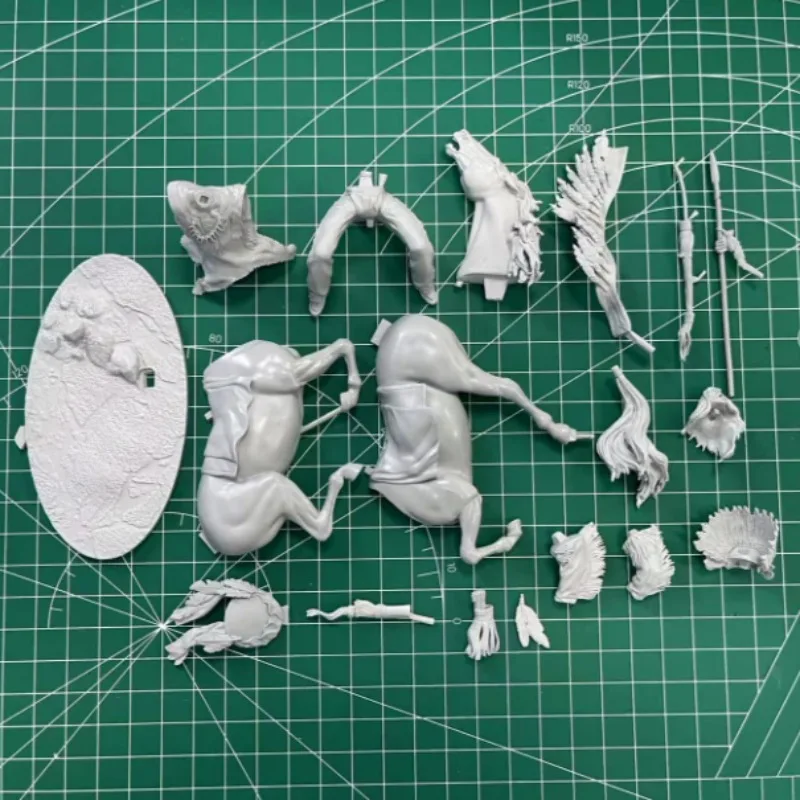 Kit de modelo de figura completa de resina em escala 1/24, 75mm, cavalaria indiana sioux, kit de garagem em miniatura histórica, brinquedo desmontado e sem pintura