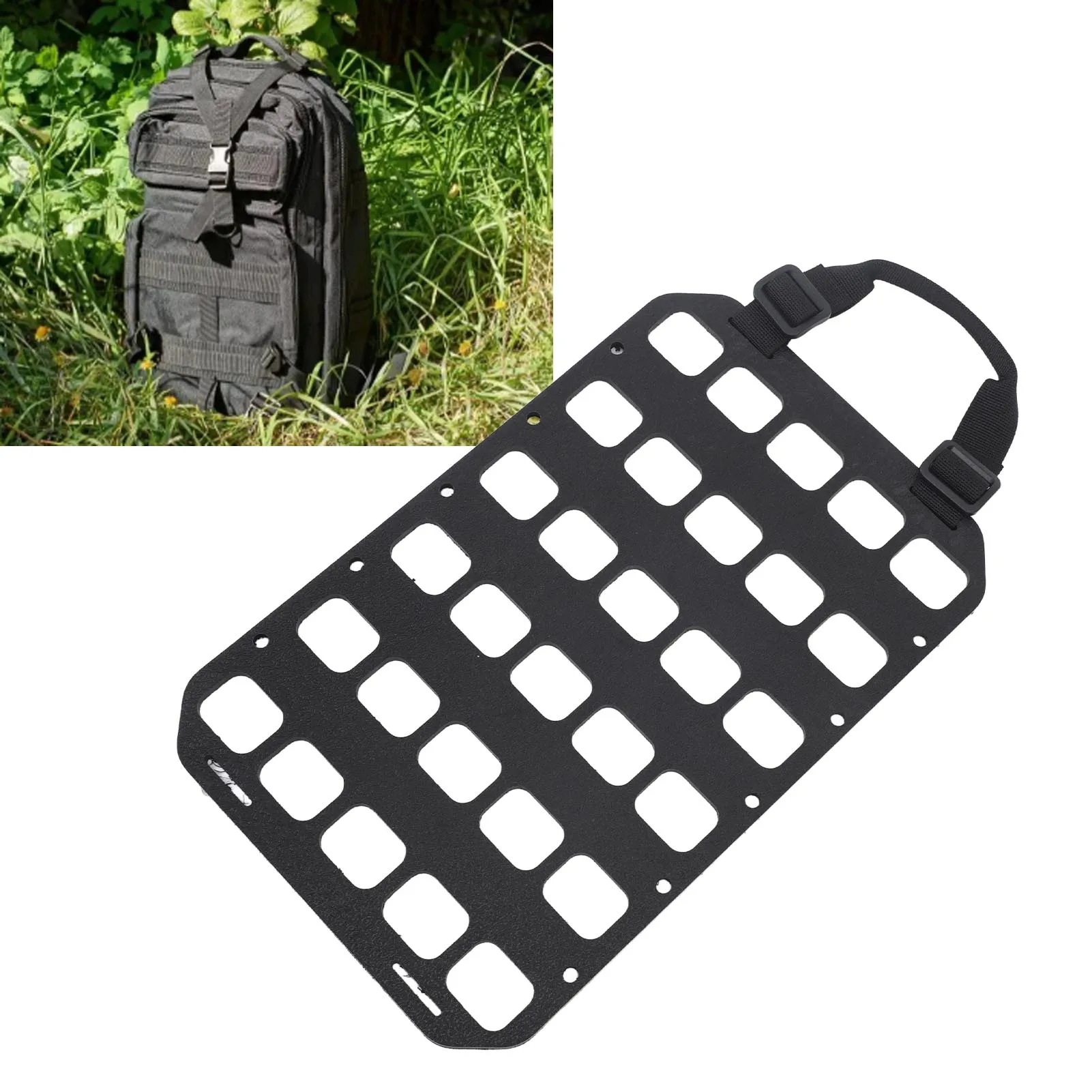 Molle Panel Black with Handle PP Fixed Holes Design Molle Organizer Panel for Wall Box Backpack Molle Plate Portable Molle Panel