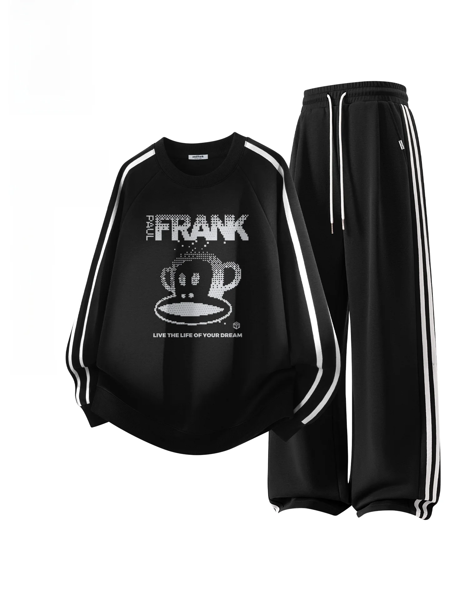 

American Sle Color Blo Sweatirt Set Men's Casual Spor Two-Piece Spring Collection Cotton Polyester Blend