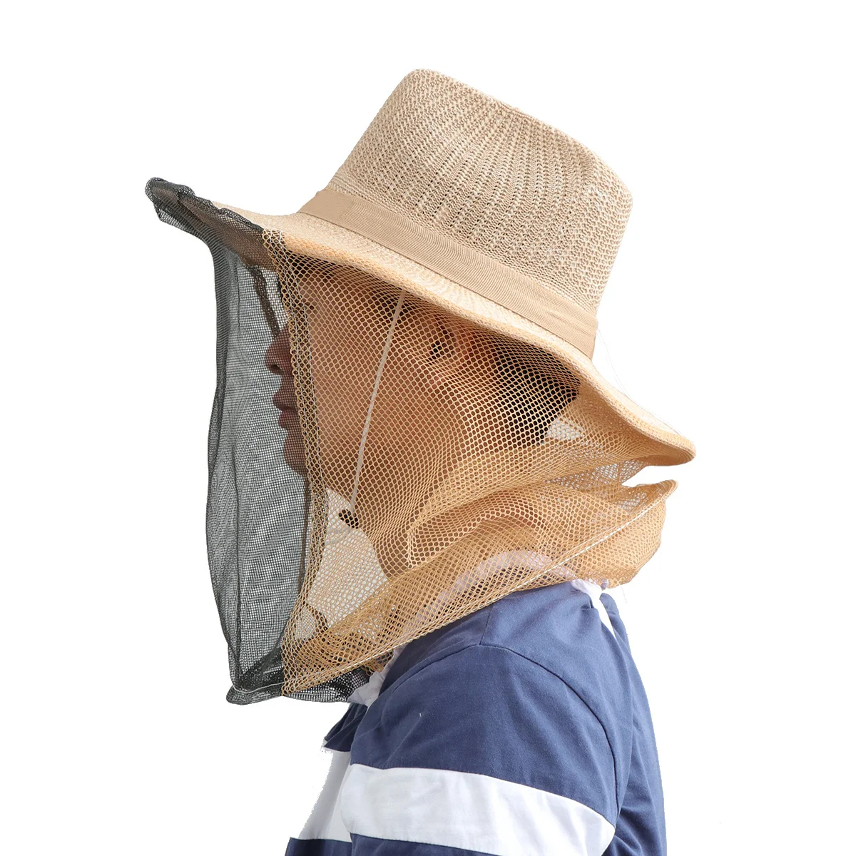 

Anti-Bee Hat 35Cm*31Cm Denim Steel Mesh Face Protector Wide Brim Ventilated Net For Beekeeping Gardening Hiking Outdoor