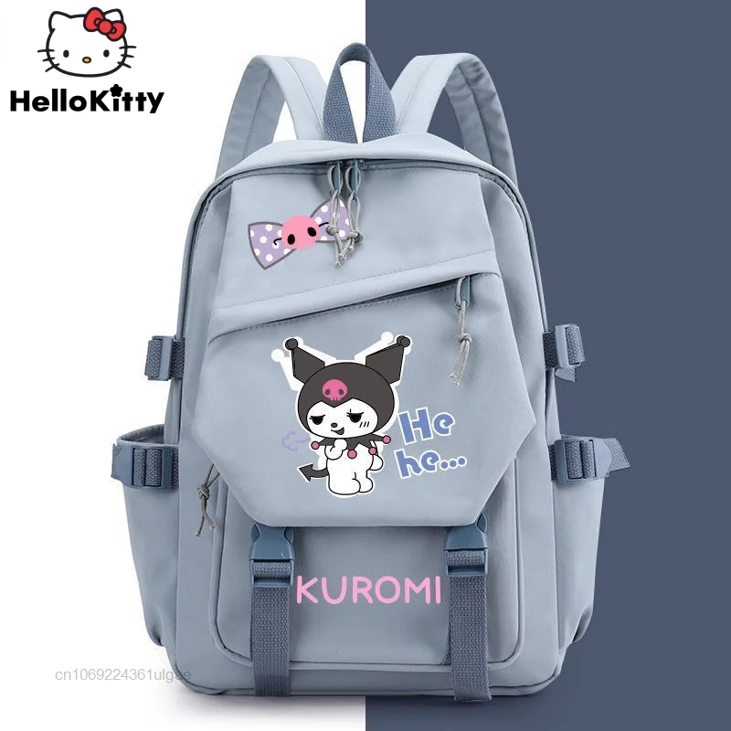 

Sanrio Backpacks Cartoon Kuromi Printed Bags Student School Bag Y2k Women Aesthetic Double Shoulder Bag Large Capacity Backpack