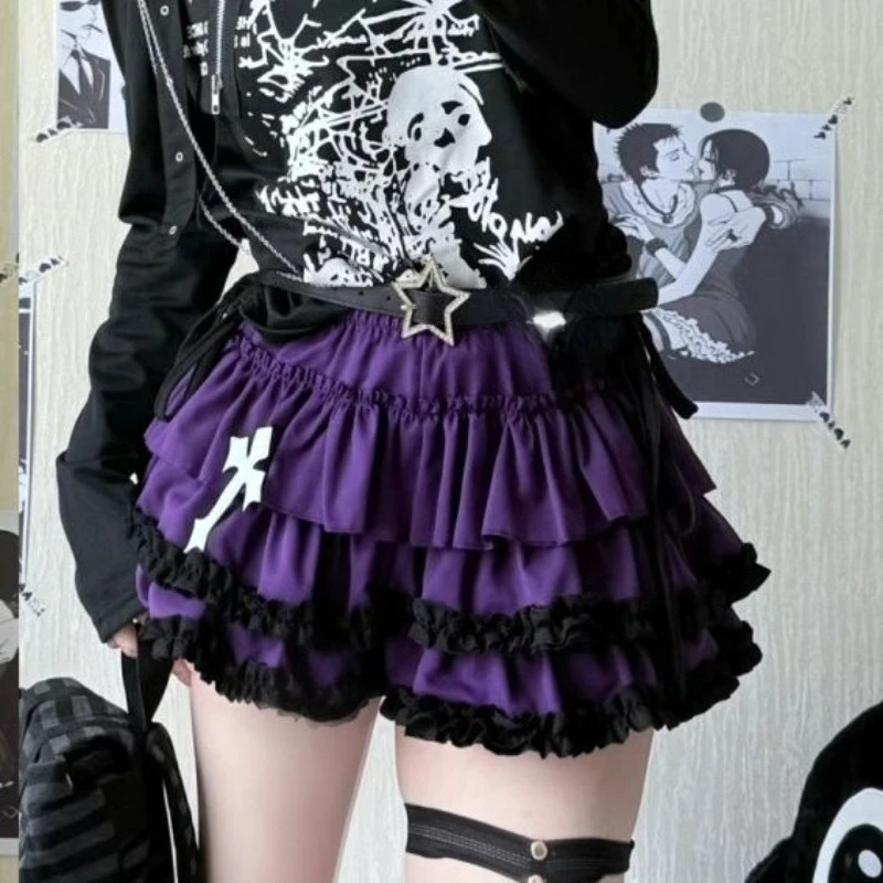 

Japanese Punk Vintage Lace Mini Skirt Women Summer Subculture Sweet Fluffy Cake Skirt Casual Kawaii Design Y2k Skirts 2025 New