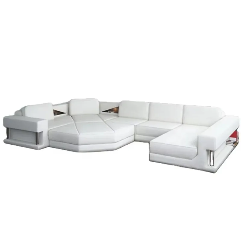 European lifestyle sofa furniture French elegant white leather hotel sofa