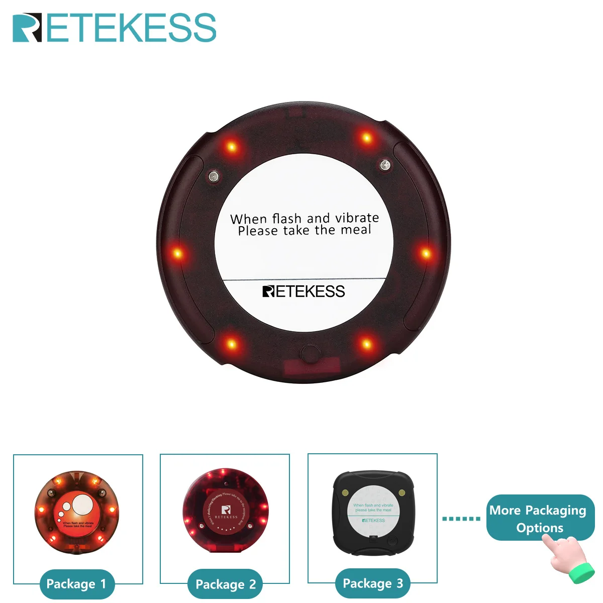 RETEKESS Restaurant Pager Wireless Calling System Round Pager Collection 1 PCS for Use with Transmitter Charging Base