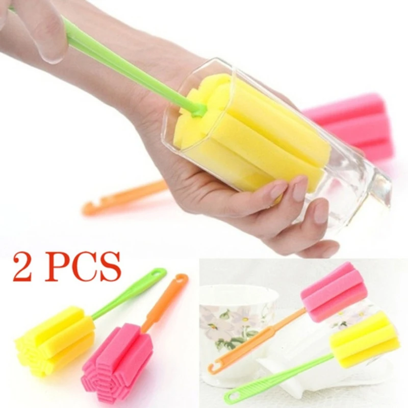 1/2PCS Sponge Bottle Cup Brush Sponge Cup Brush Glass Bottle Cleaning Removable Kitchen Glass Cleaning Brush Sponge