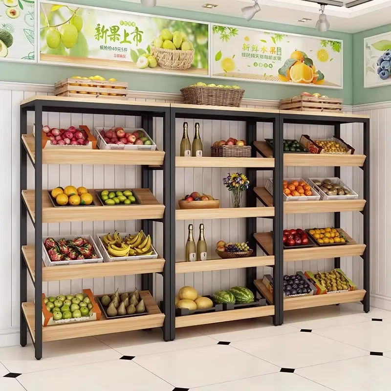 Fruit store multi-layer display , wine , cake , fresh supermarket fruit and vegetable rack, fruit display rack