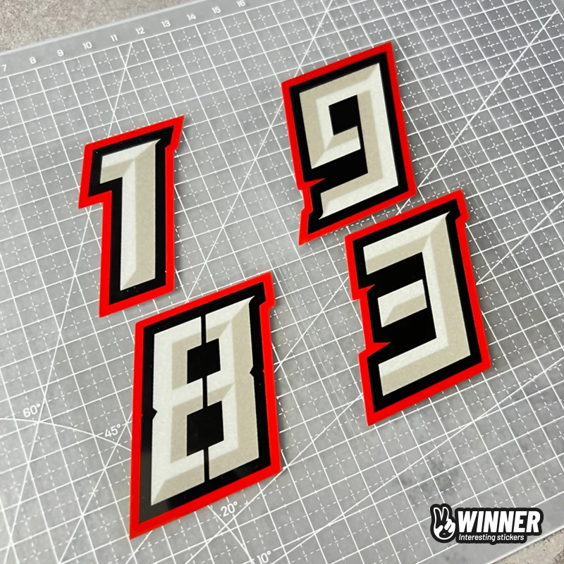 Red Number Stickers Motorcycle Decorative Stickers 0 to 9 0 - 9 Arabic Number Vinyl Decals Waterproof Motorbike Stickers Scooter