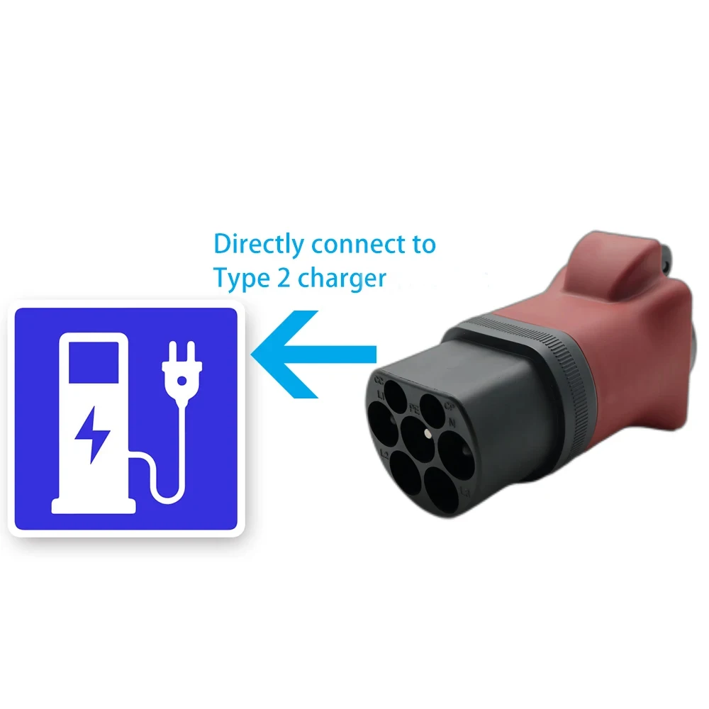 European Standard Portable 220V Type 2 Male Plug to Schuko Socket EV Charging Adapter For EV Charger Charging Gun EV Connector