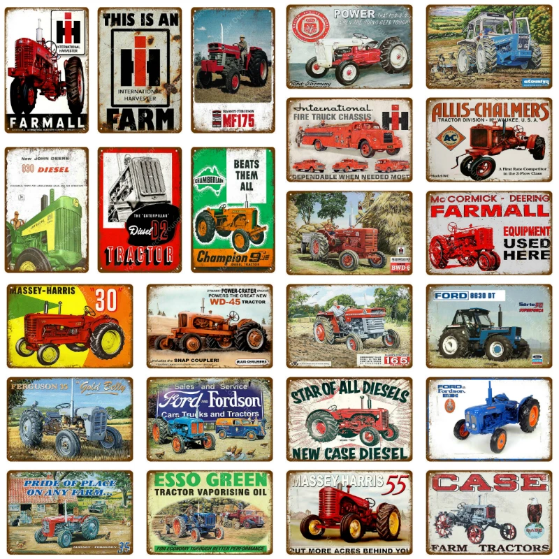 Case Farm Tractors Metal Sign Tin Sign Plaque Metal Vintage Farmhouse Wall Decor Farmall Retro Metal Poster