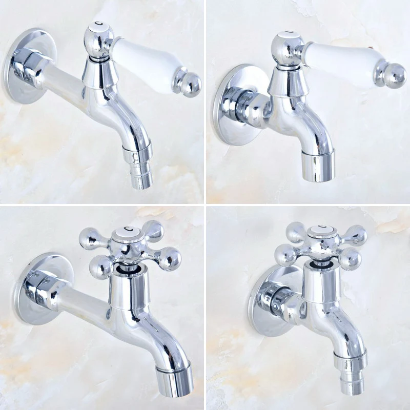 Polished Chrome Wall Mount Bathroom Mop Pool Faucet /Garden Water Tap / Laundry Sink Water Taps / Washing Machine Tap mav154