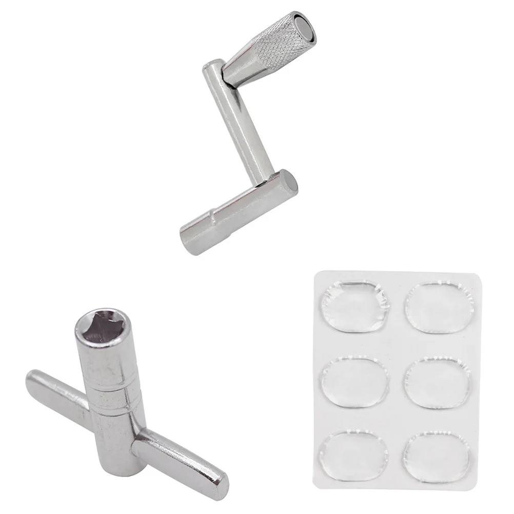 

Silver Silicone Silent Drum Pad Set Drum Key Aluminum Alloy Wrench Snare Drum Bass Drum Mute Pads