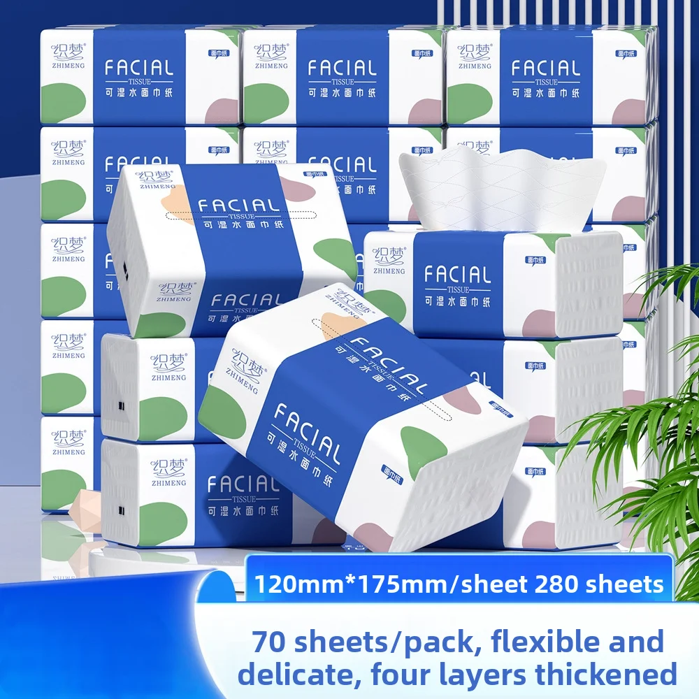 280 Sheets Portable Toilet Paper Pack 4 Layers per Sheet Household Facial Tissue Toilet Paper Hand Towel - Bulk Pack