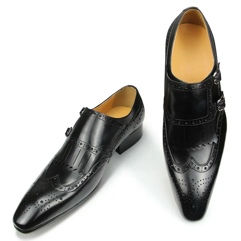 Chaussures en cuir de luxe pour hommes, cuir de vachette couche supérieure, Parker pointu, affaires britanniques, chaussures formelles pour hommes,