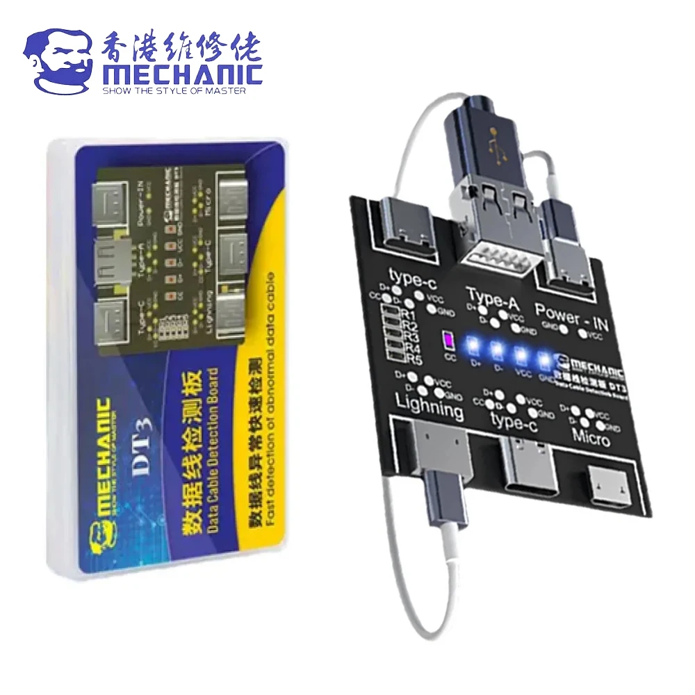 MECHANIC DT3 USB Data Cable Detection Board for IPhone Android USB Type-C Lightting Data Cable on/off Detection Board Tool