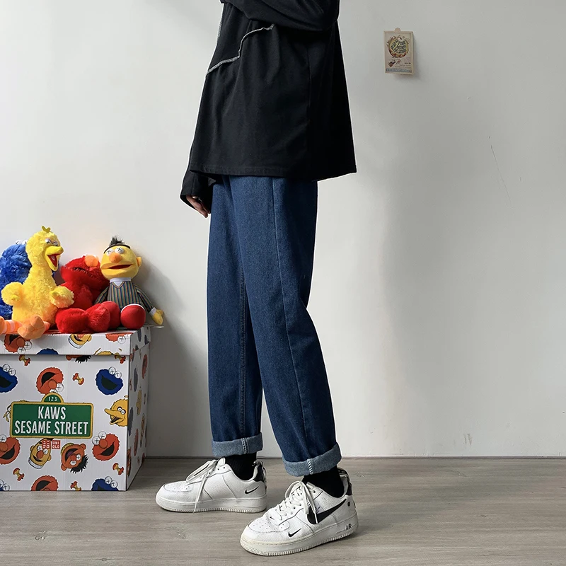 

Retro Straight Leg Men's Jeans Casual Loose Fit Korean Style Trendy Brand Long Dad Pants Youthful Autumn Leisure Denim