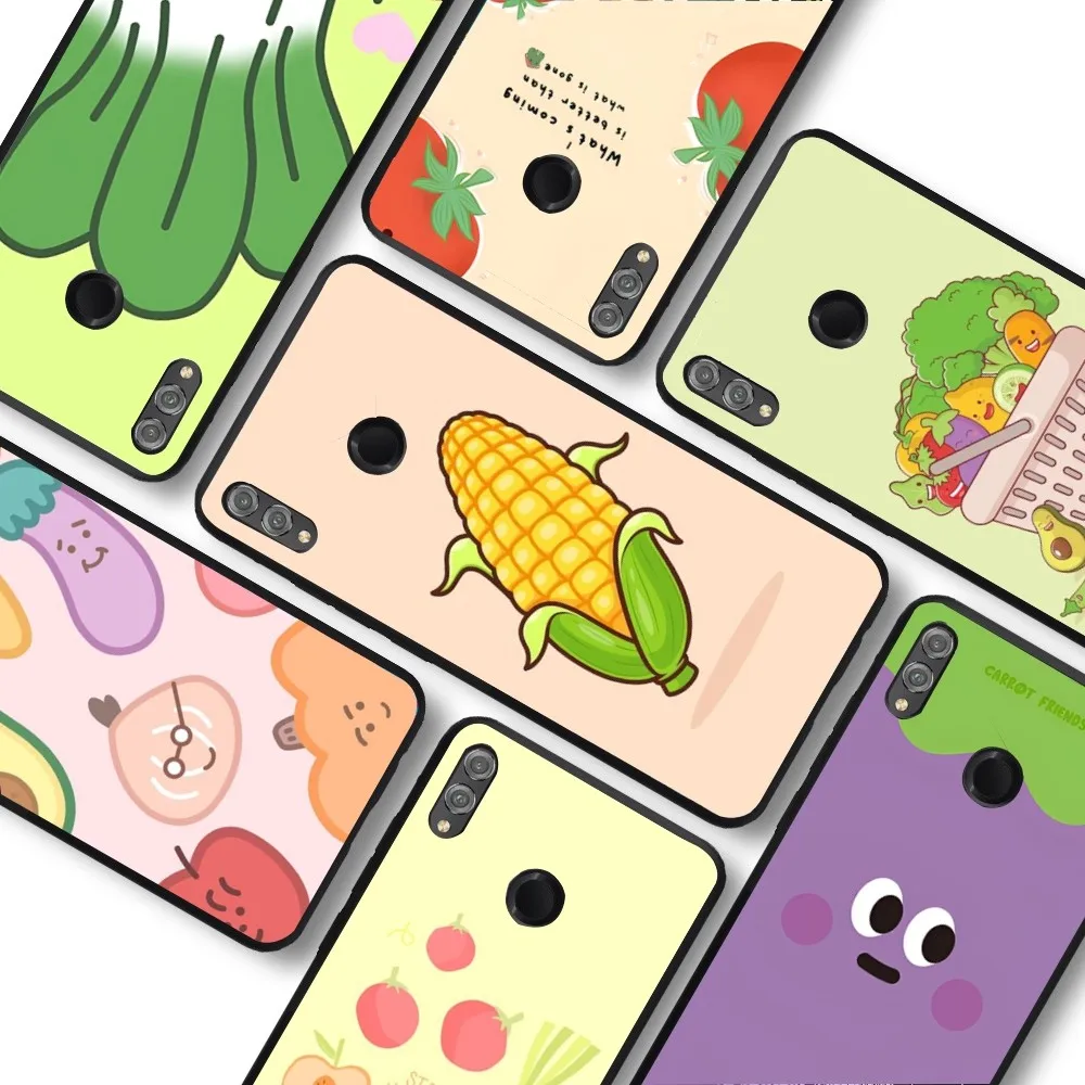 Huawei、y9、y6、7、5プライム用の野菜漫画電話ケース、7s、7、8 plus、7a、9e、9plus、8e lite、Psmartシェルをお楽しみください