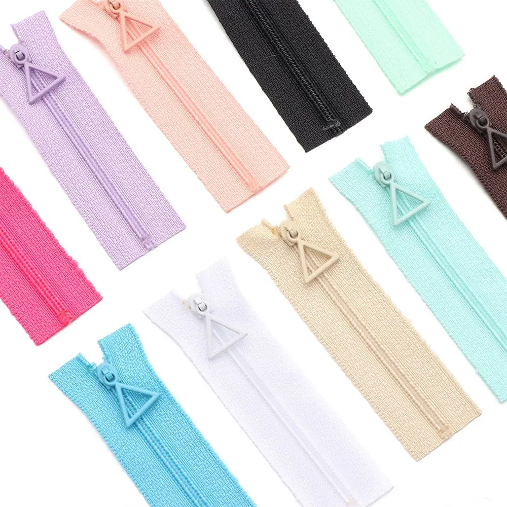 5pcs/set 6cm 20 Colors Triangle Head Mini Zipper Handmade Sewing Scrapbooking Garment Applique Doll Clothing Zippers