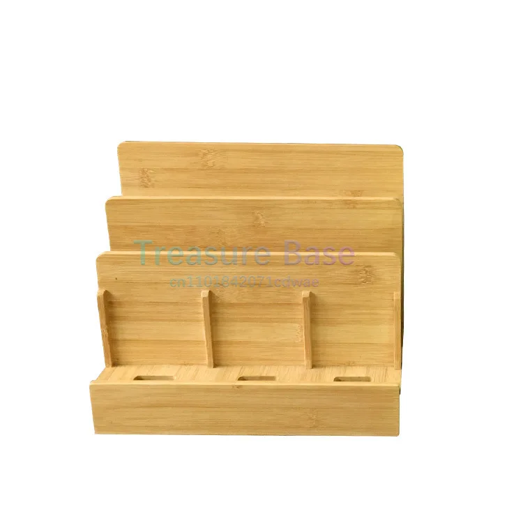 

Simple Phone Charging Stand Office Desktop Organizer Box Multi-Layer Dividers Large Capacity, Natural Bamboo, Strong and Durable