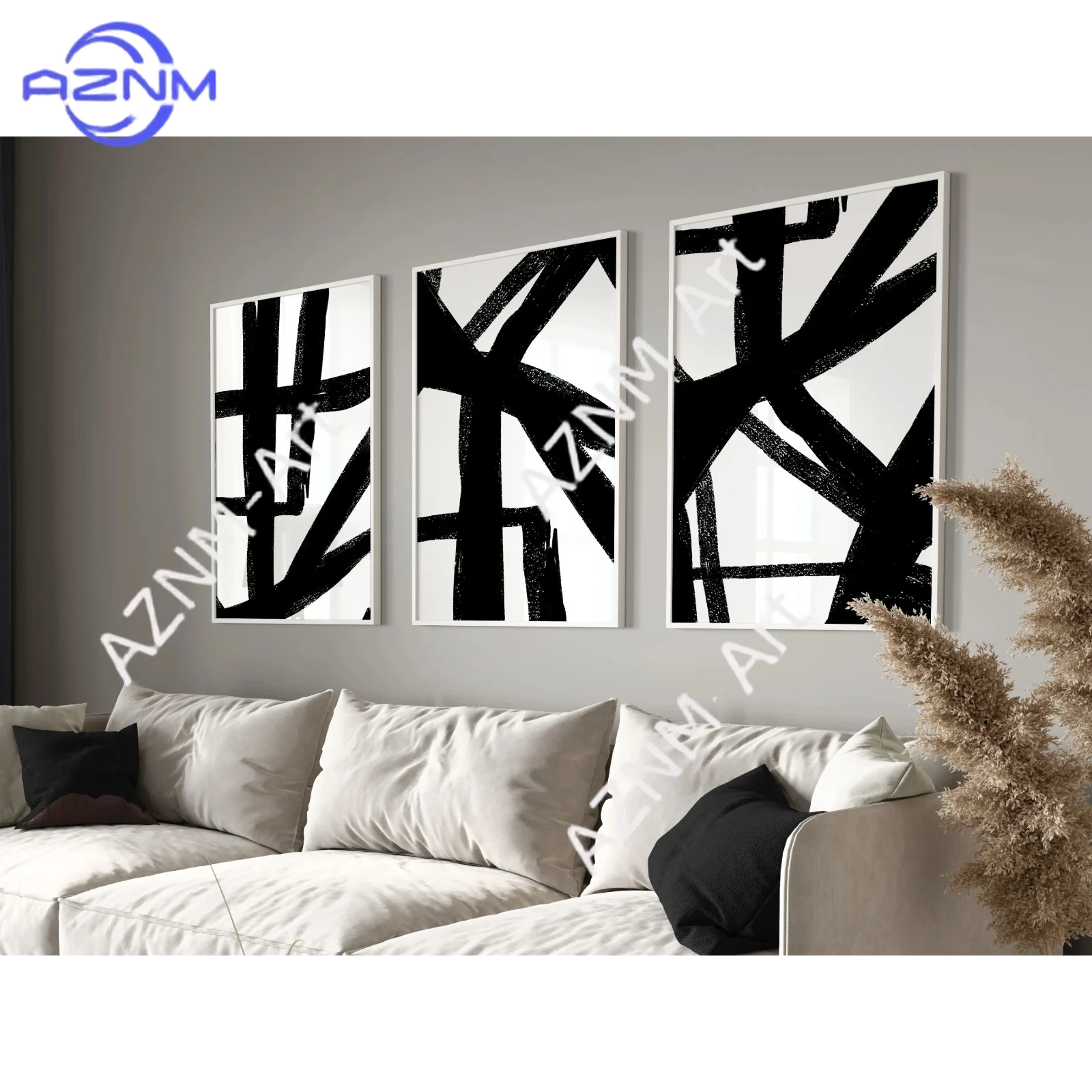 1/3Pcs Line Drawing Abstract Wall Art, Black Beige Wall Art, Minimalist Wall Art, Gallery Wall Set, Living Room Decor