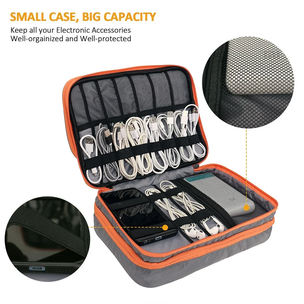 Cable Storage Bag, Multi Layer Electronic Accessories Organizer, Portable Travel Cable Organizer Case for iPad cable Charger