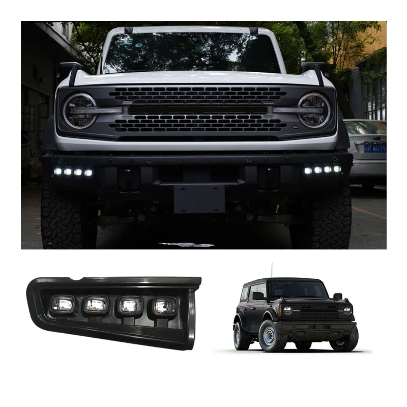 Original Two-Tone Daytime Running Light Fog Light Conversion Trim Fog Lamp For Ford Bronco 2021 2022 2023