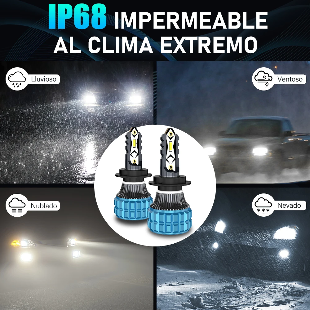 

H7H13 Светодиодная фара H4 9005 9006 HB3 HB4 H8 H11 Модифицированная светодиодная лампа для автомобильных противотуманных фар 6500K 12V 2PCS 22000LM