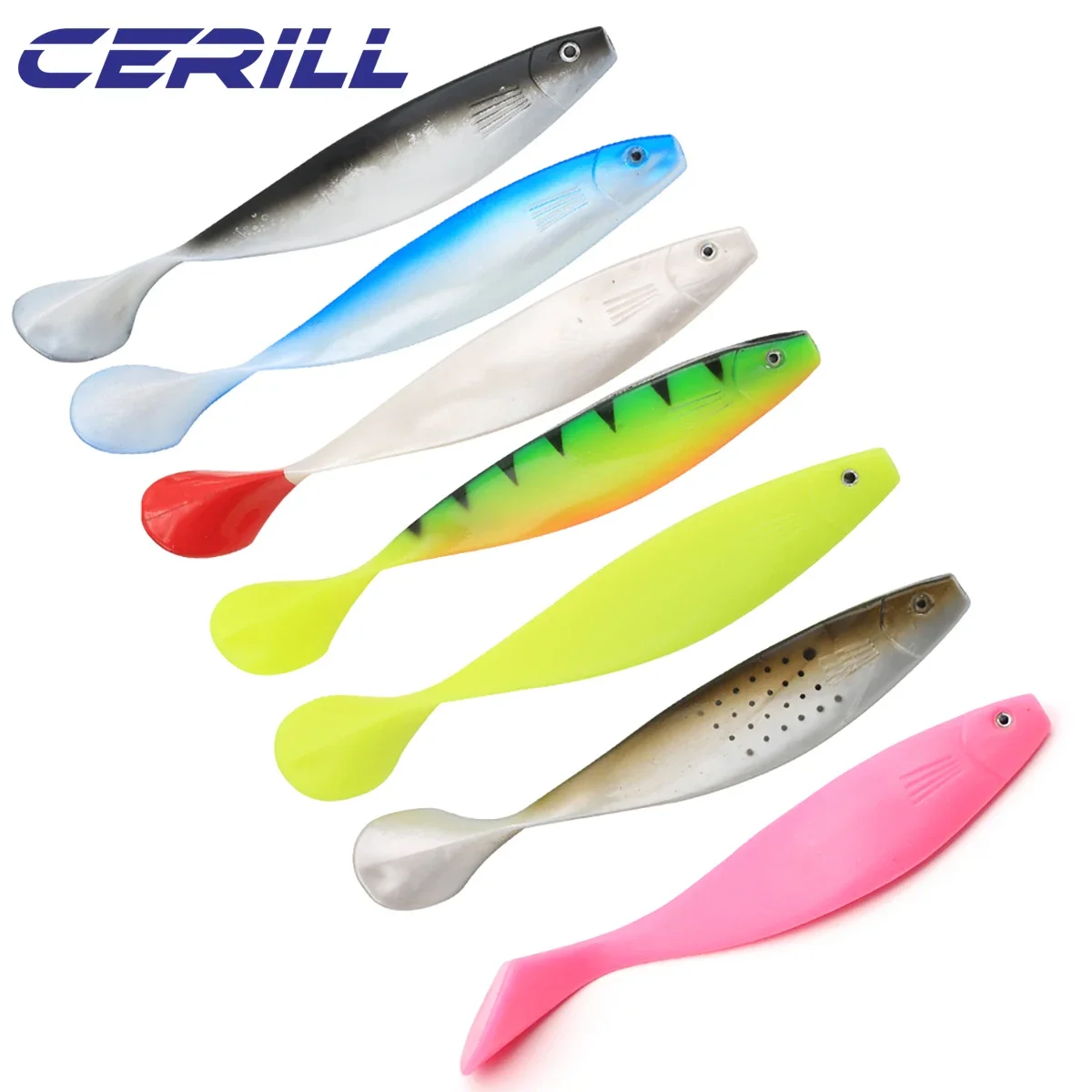 

Cerill 1 PC 235mm 70g Big 3D Eyes Soft Fishing Lure Paddle Tail Jig Wobblers Silicone Artificial Bait Pike Bass Shad Swimbait