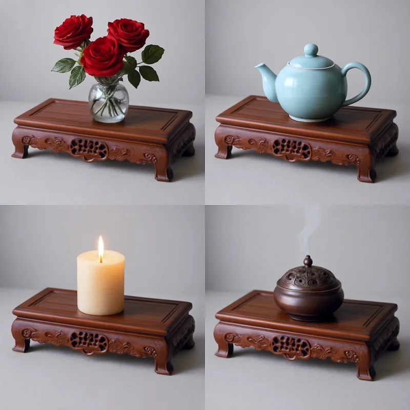 

Wooden Miniature Display Stand - Multi-Purpose Pedestal for Figurines, Bonsai, Vases, Flower Pot & Tea Set | Desktop Decor Shelf