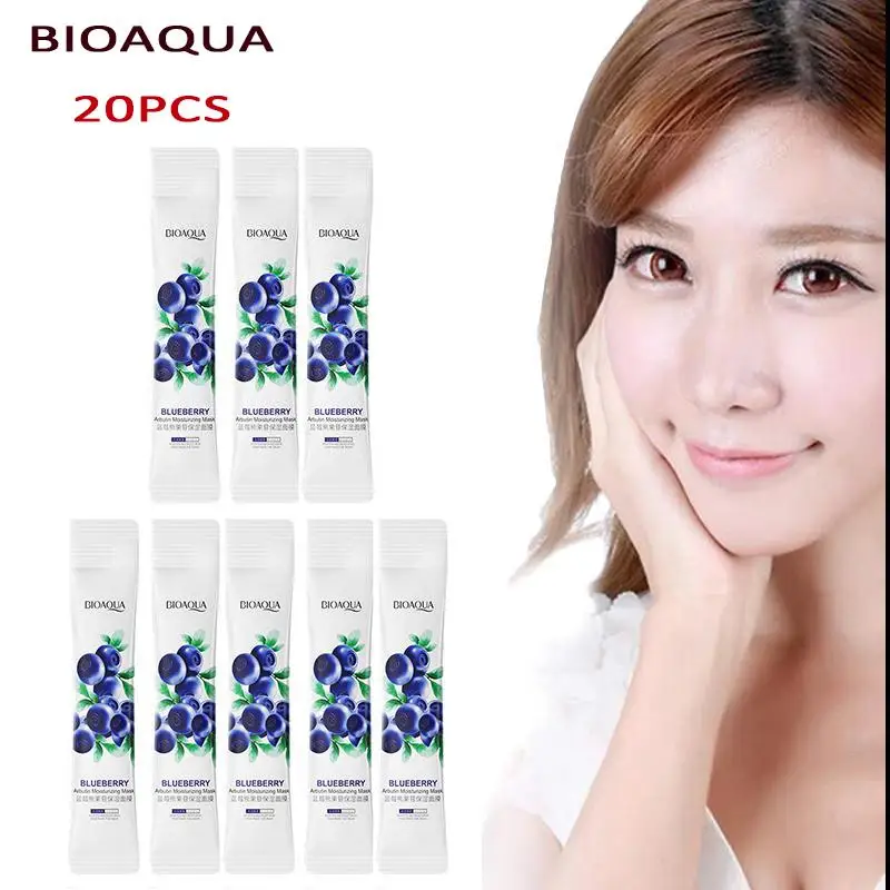 20Pcs Blueberry Sleeping Mask Skin Care Moisturizing Refreshing Oil Controlling Delicate and Brightening Facial Mask