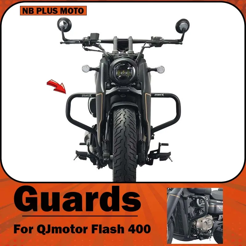 【Premium】For QJMOTOR Flash 400 modified thickened safety bars, stainless steel shockproof bars, retro engine anti-collision bu