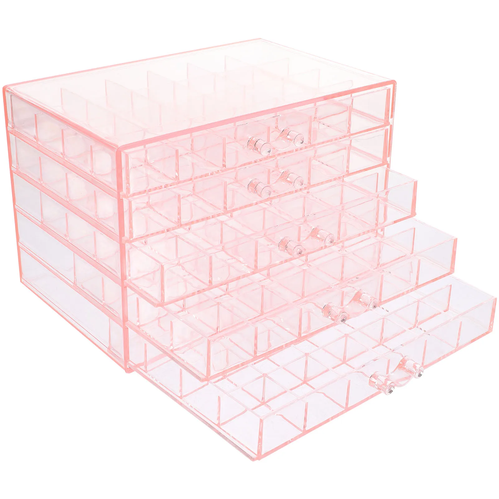 

Multi Layer Jewelry Box 5 Tiers 120 Compartments Transparent Pink Large Capacity Dustproof Home Desktop Organizer for girls