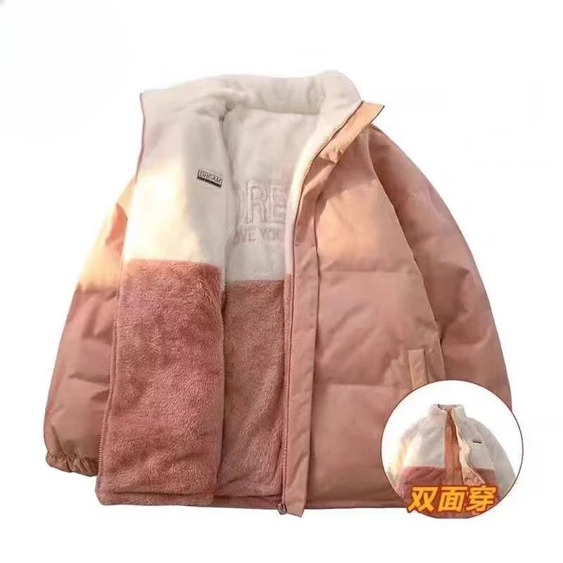 Double-sided Down Thickened Cotton-padded Clothes To Keep Warm in Winter Lamb The Same Cotton Clothes for Men Women Tops Coats