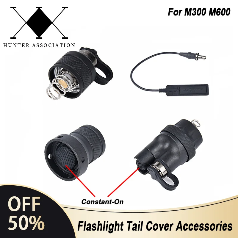 WADSN Airsoft Flashlight Metal Tail Cap Dual Function Pressure Switch Cover SF M300 M600 Flashlight Hunting Light Accessories