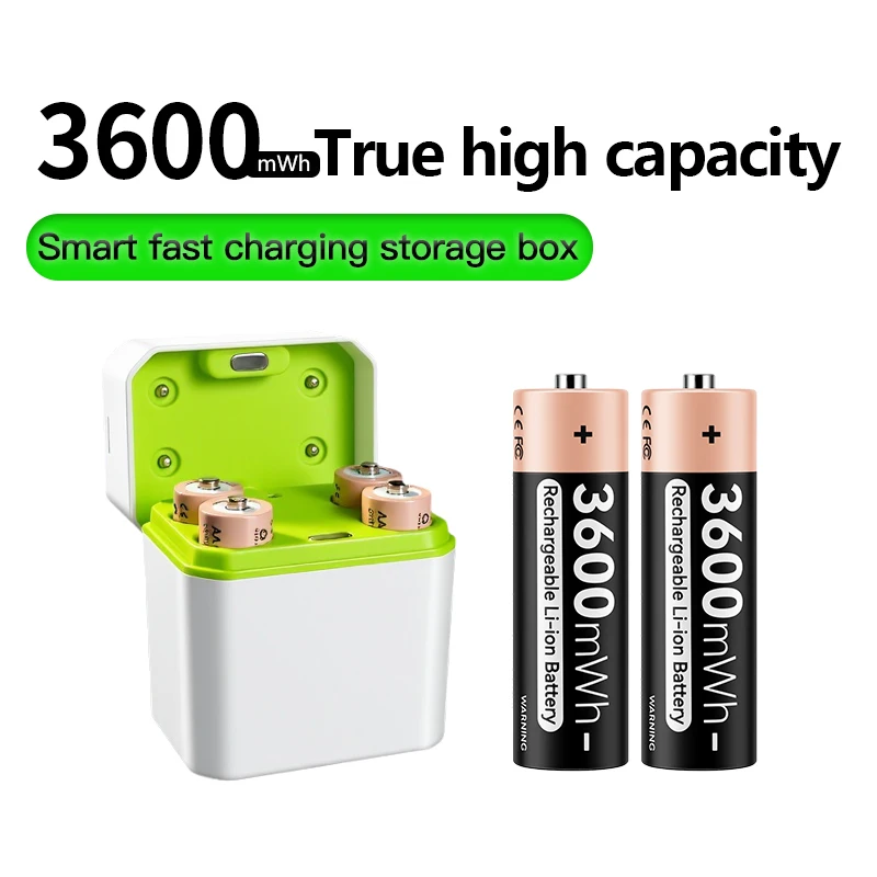

Kuugro 1.5V AA 3600mWh Rechargeable Battery with 4 Slot Battery Charger for Toy Game Console Mouse Remote Doorbell