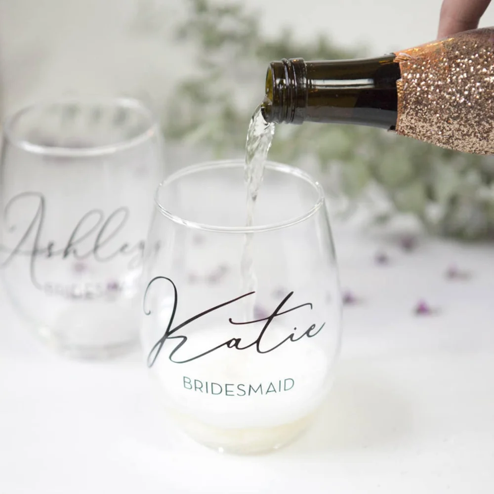 Personalized Wedding Wine Glasses For Bride And Groom Bridesmaid Bridal Party Gifts Cuatom Champagne Flute Engagement Decor