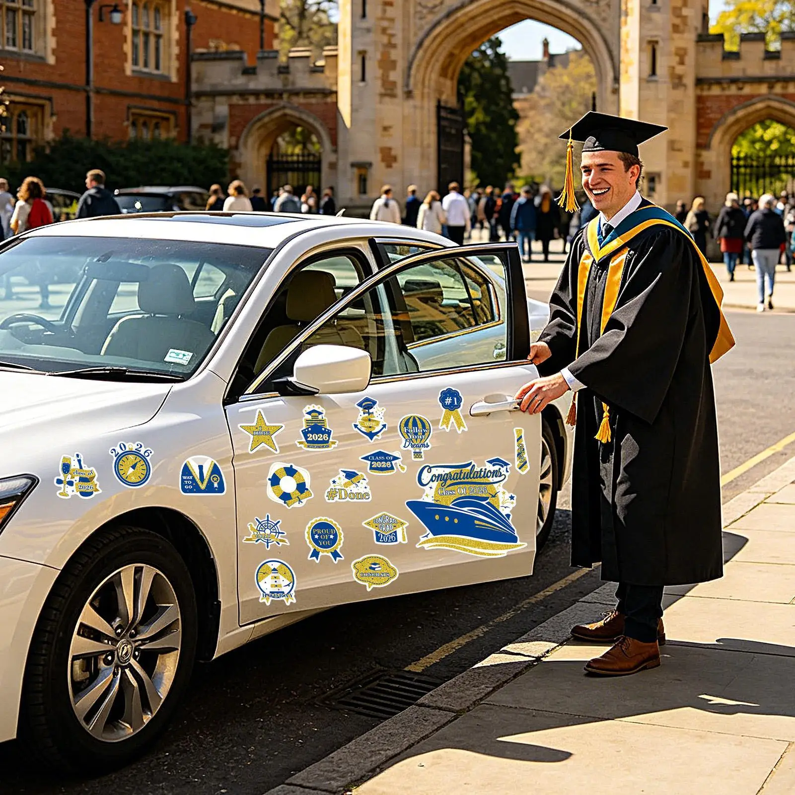 

Магниты для выпускного круиза, 18 штук, наклейки «Поздравляем с получением степени», вдохновляющие украшения для дверей в стиле выпускного круиза, для карнавала
