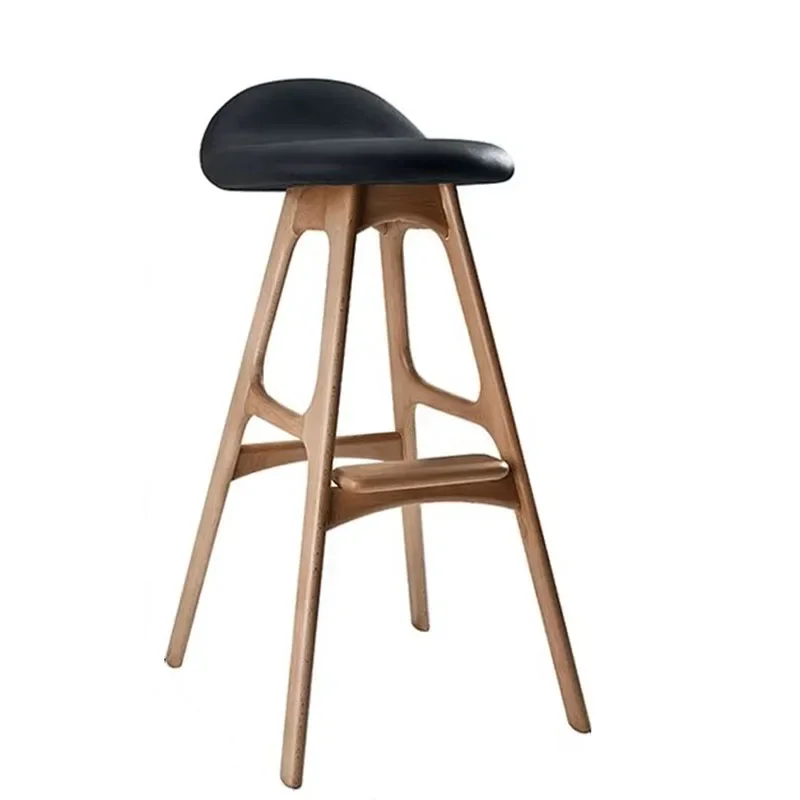 Tabouret de Bar Minimaliste en Bois Blanc, Chaise de Cuisine Moderne et Douce, Mobilier de Luxe