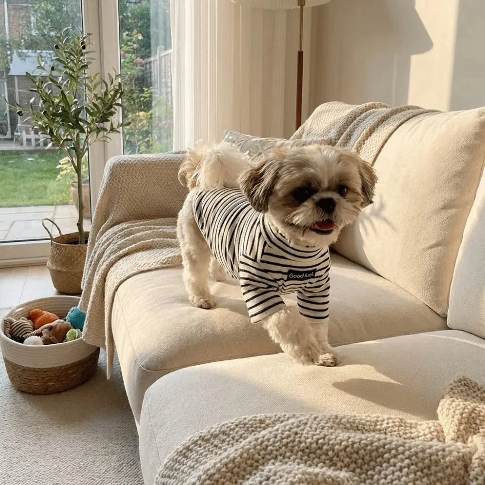 Dog Dog Clothing High Collar Dog Thermal Shirt Warm Soft Dog Base Coat Two Leg Comfortable Striped Sweatshirt Home Wear - Aliexpress Deal