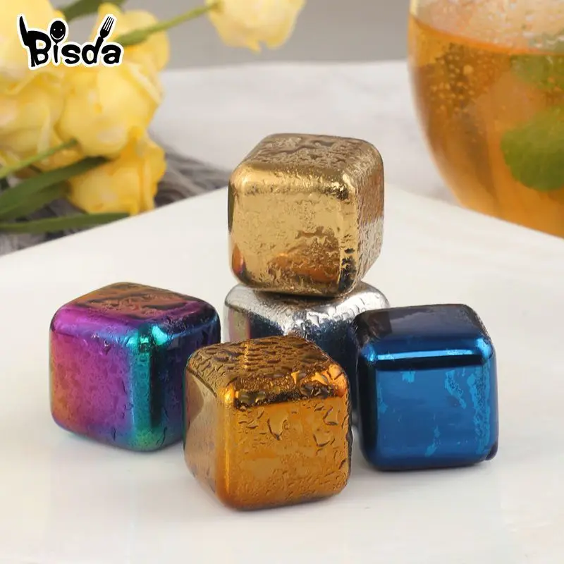 Stainless Steel Whiskey Stones Ice Cubes Reusable Chilling Rocks Drinks Cooler for Whisky Wine Beer Beverages Bar Party Home Use