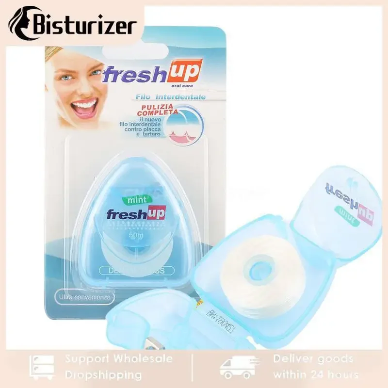 Bobine de fil dentaire aromatisé à la menthe, cure-dents, livres dentaires, hygiène buccale, avertir, 1 rouleau, 50m