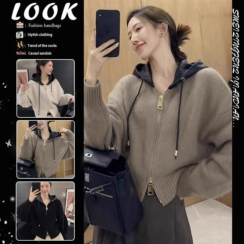 

Ele толстовка с двойной молнией, женская цветная блузка, свитер для похудения, верхняя одежда, осень-зима, Новое поступление, повседневный Sle