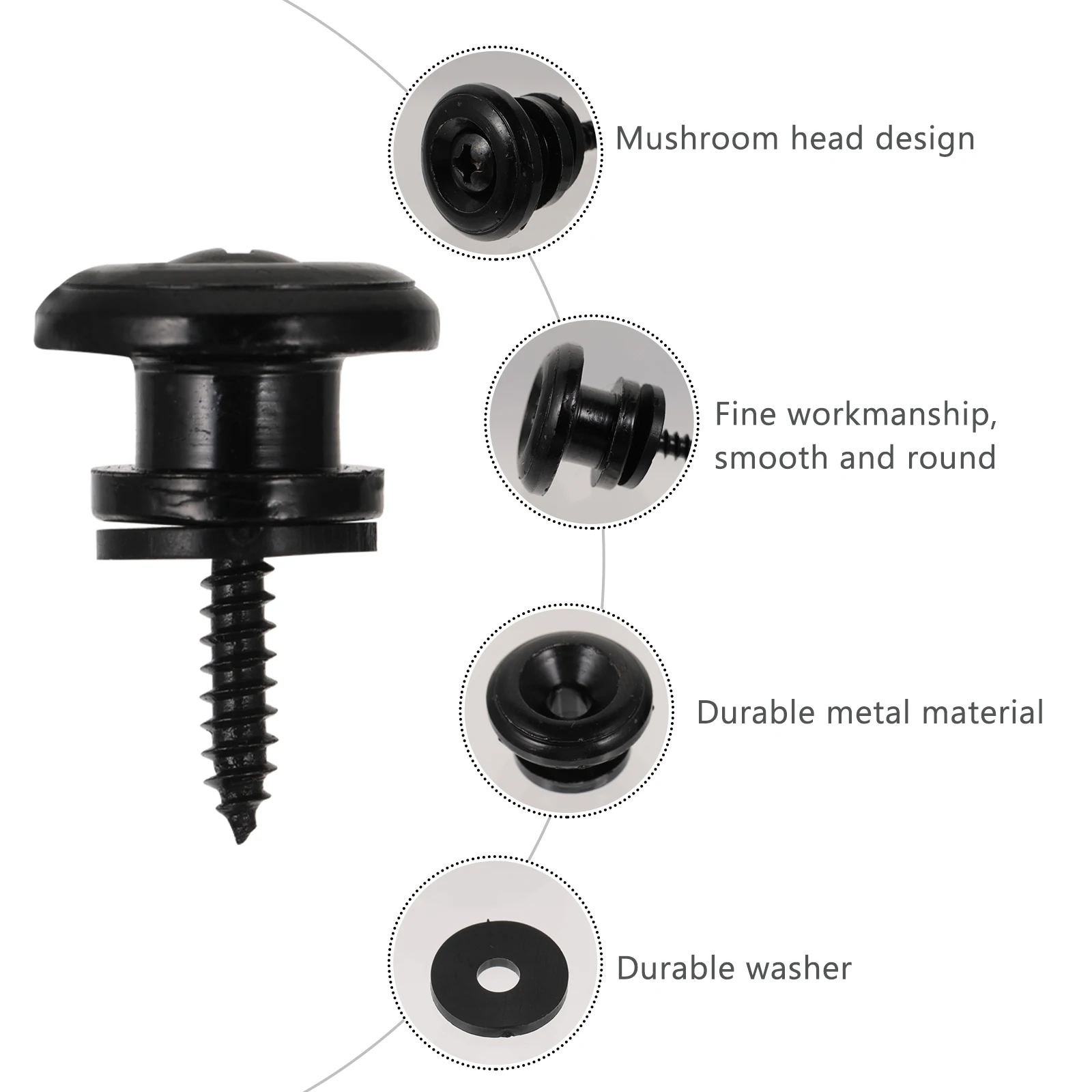 

4 PCS Metal Strap Buckle Guitar Lock Buttons Electric Straps Felt Washers Bass Replacement Parts Screw