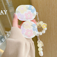 Oil Painting Flower Earphone Case With Bead Keychain For Huawei Freebuds Pro 2 4i 5i 6i 3 4 Bluetooth Headset Silicone Cover