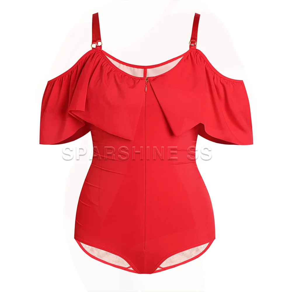 Fajas Red Ruffles Tummy Control Triangle Body Hourglass Shaper Compression Shapewear Waist Trainer Hook-eyes Slimming Underwear